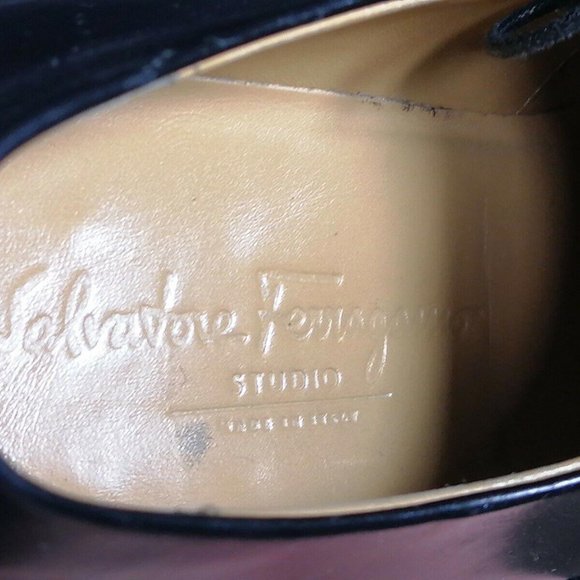 Salvatore Ferragamo Oxford Lace Up Split Toe Mens Black Leather Shoe Size‎ 9.5-D - Picture 8 of 10